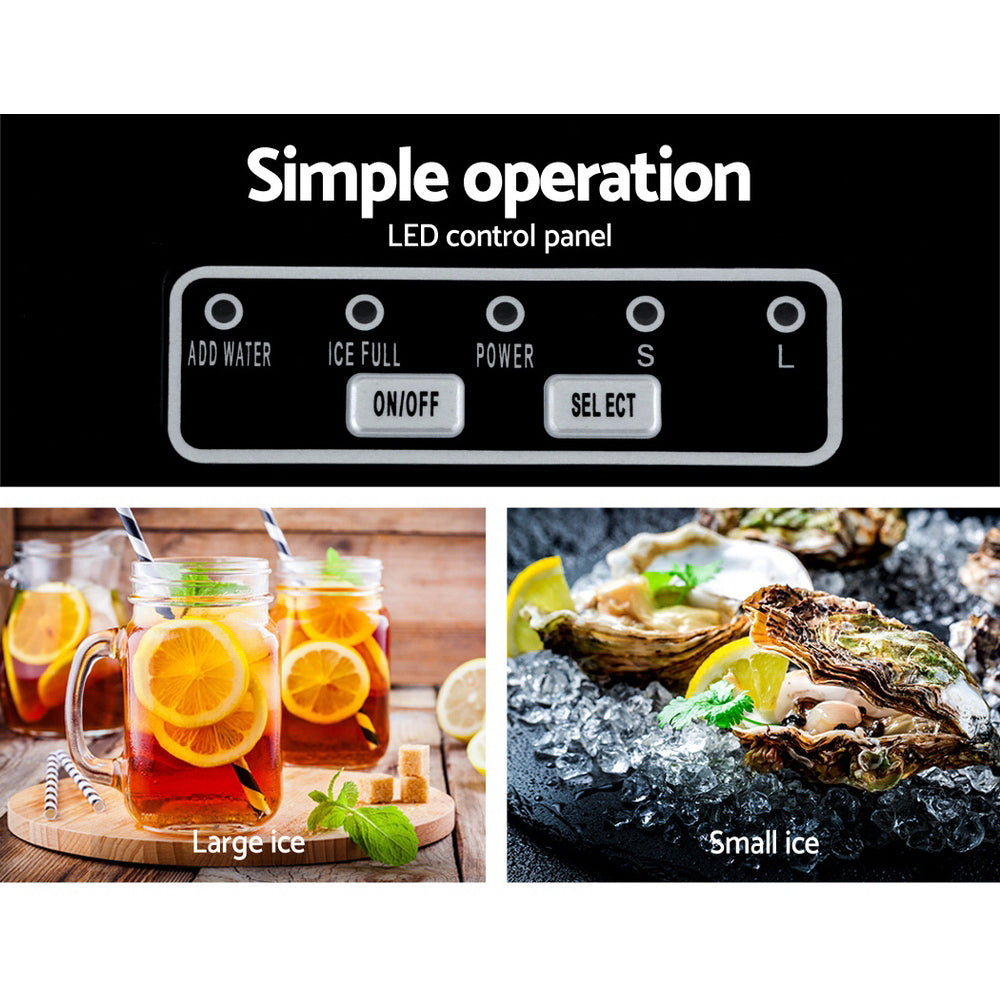 DEVANTi Portable Ice Cube Maker Machine 2L Home Bar Benchtop Easy Quick Black IM-ZB-12B-BK