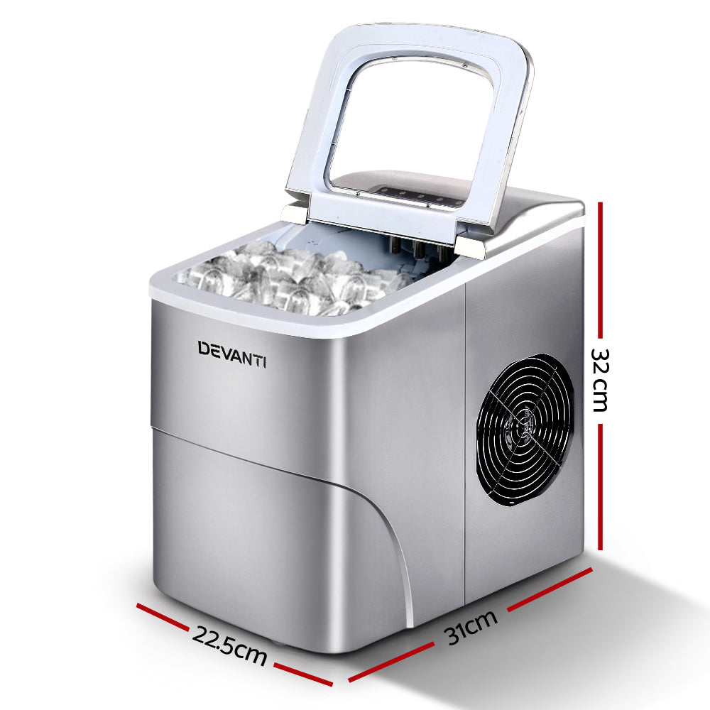 Devanti Portable Ice Cube Maker - Silver IM-ZB-12B-RD