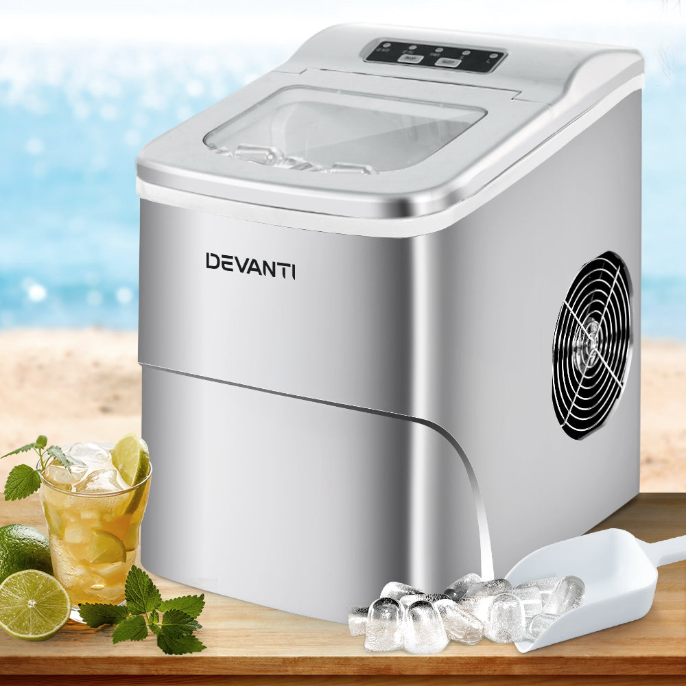 Devanti Portable Ice Cube Maker - Silver IM-ZB-12B-RD