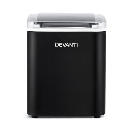 Devanti Ice Maker Machine Portable 12kg Countertop w/Self Cleaning 1.2L Black IM-ZB-OL-15A-BK