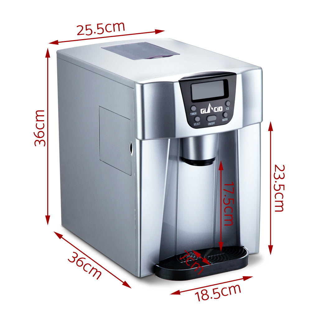 Devanti 2L Portable Ice Cuber Maker & Water Dispenser - Silver IM-ZB12E-SR