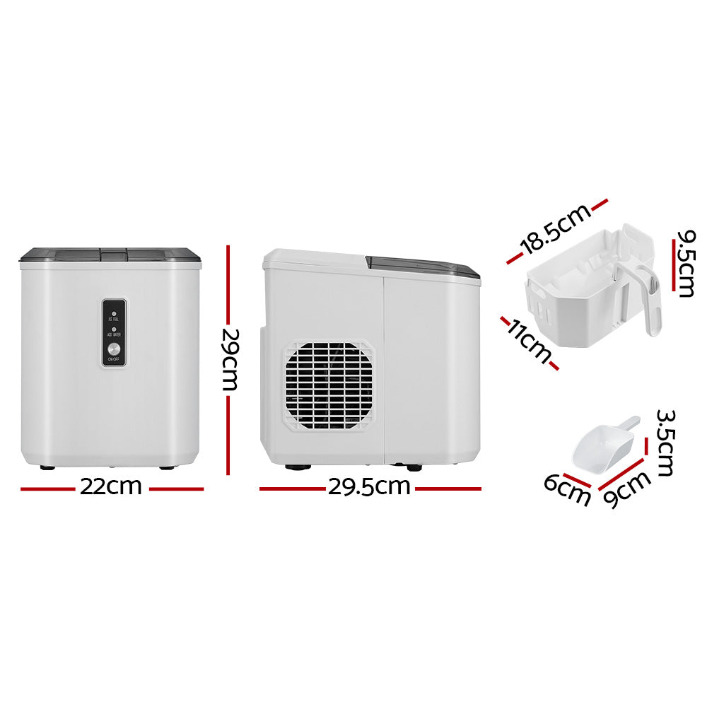 Devanti 12kg Ice Maker Machine Portable Ice Cube Tray Bar Countertop 2L Black IM-ZB12G-WH