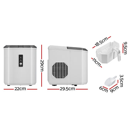Devanti 12kg Ice Maker Machine Portable Ice Cube Tray Bar Countertop 2L Black IM-ZB12G-WH