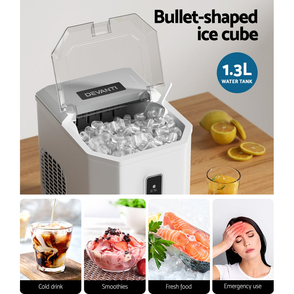 Devanti 12kg Ice Maker Machine Portable Ice Cube Tray Bar Countertop 2L Black IM-ZB12G-WH
