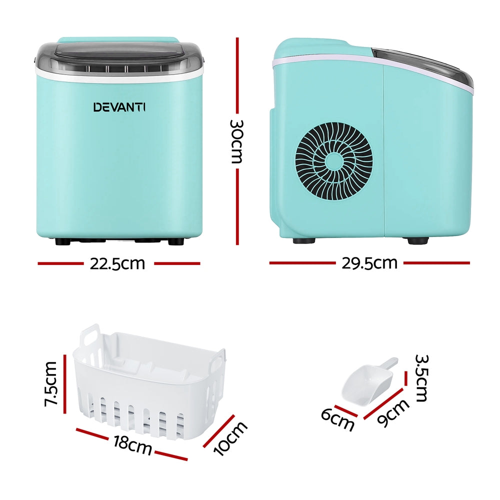 Devanti 12kg Ice Maker Machine w/Self Cleaning Green IM-ZB12H-GN