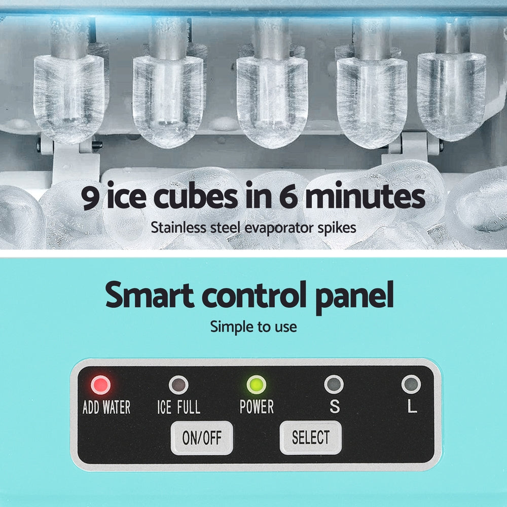 Devanti 12kg Ice Maker Machine w/Self Cleaning Green IM-ZB12H-GN