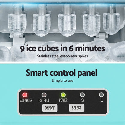Devanti 12kg Ice Maker Machine w/Self Cleaning Green IM-ZB12H-GN