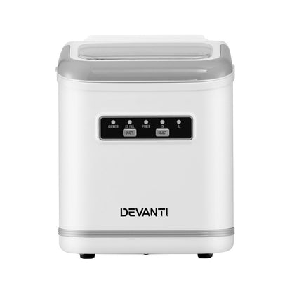 Devanti Ice Maker Machine Portable 12kg Countertop w/Self Cleaning 1.3L White IM-ZB12K-WH