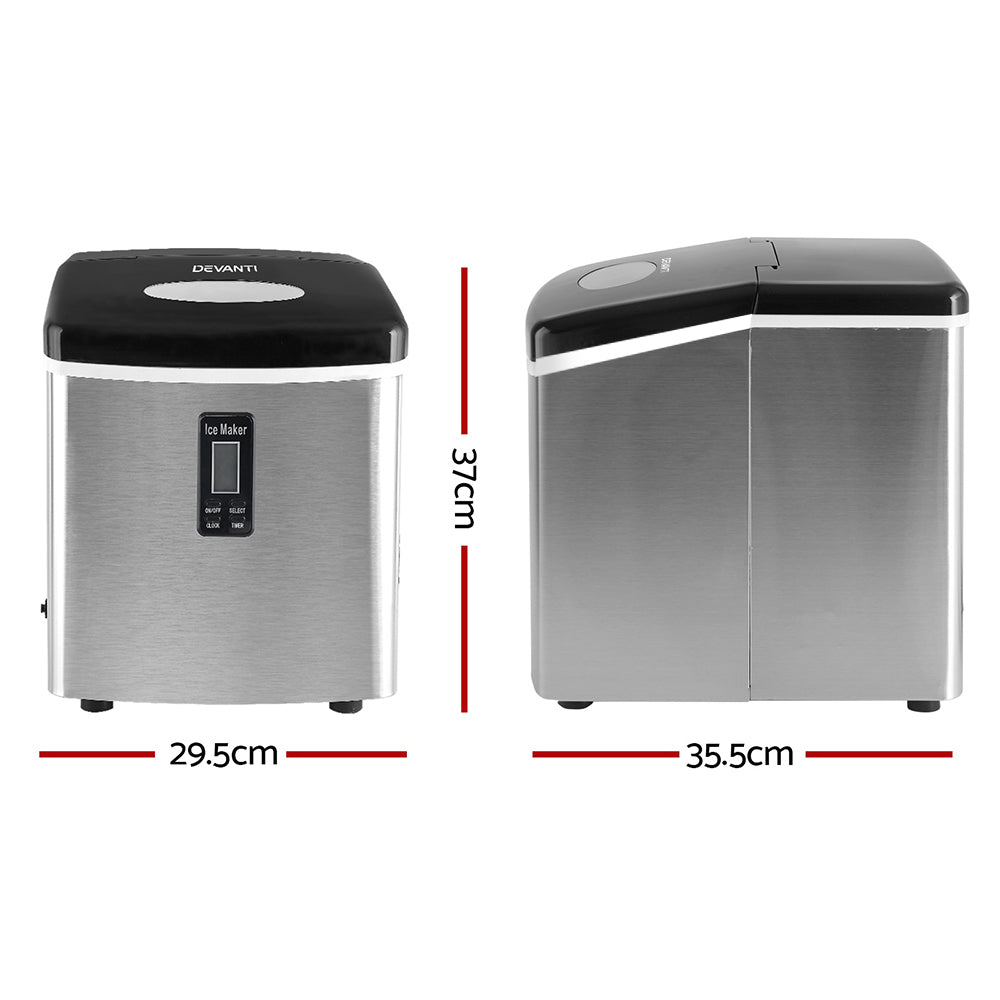 Devanti 15kg Ice Maker Machine Silver IM-ZB12S-SS