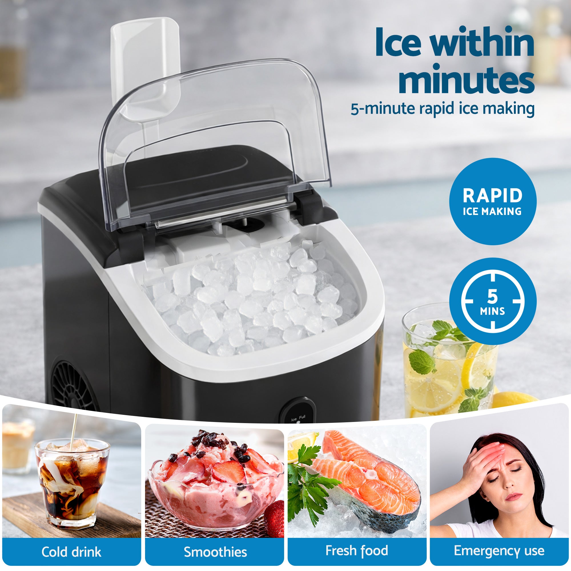 Devanti 15kg Nugget Ice Maker Machine IM-ZB15N-BK