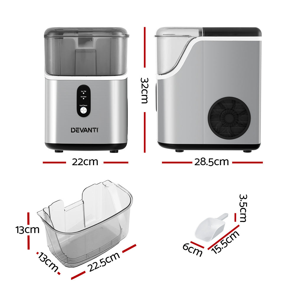 Devanti Ice Maker Machine 15kg Nugget Ice Cube IM-ZB15NB-SS