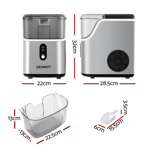 Devanti Ice Maker Machine 15kg Nugget Ice Cube IM-ZB15NB-SS