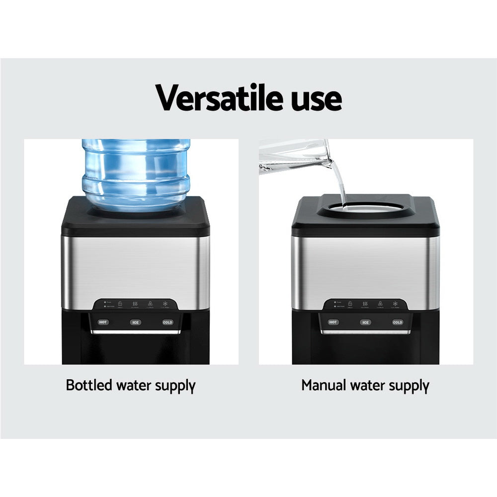 Devanti 20kg 3 in 1 Ice Maker Machine Cold and Hot Water Dispenser 3L Silver IM-ZB20WD-BK-SS