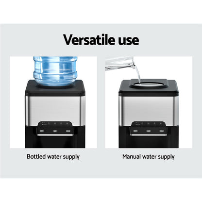 Devanti 20kg 3 in 1 Ice Maker Machine Cold and Hot Water Dispenser 3L Silver IM-ZB20WD-BK-SS