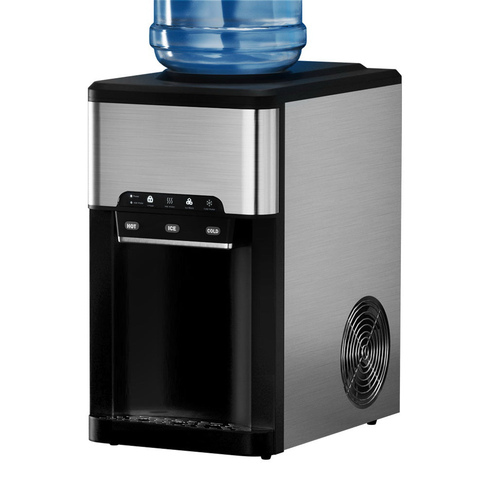 Devanti 20kg 3 in 1 Ice Maker Machine Cold and Hot Water Dispenser 3L Silver IM-ZB20WD-BK-SS