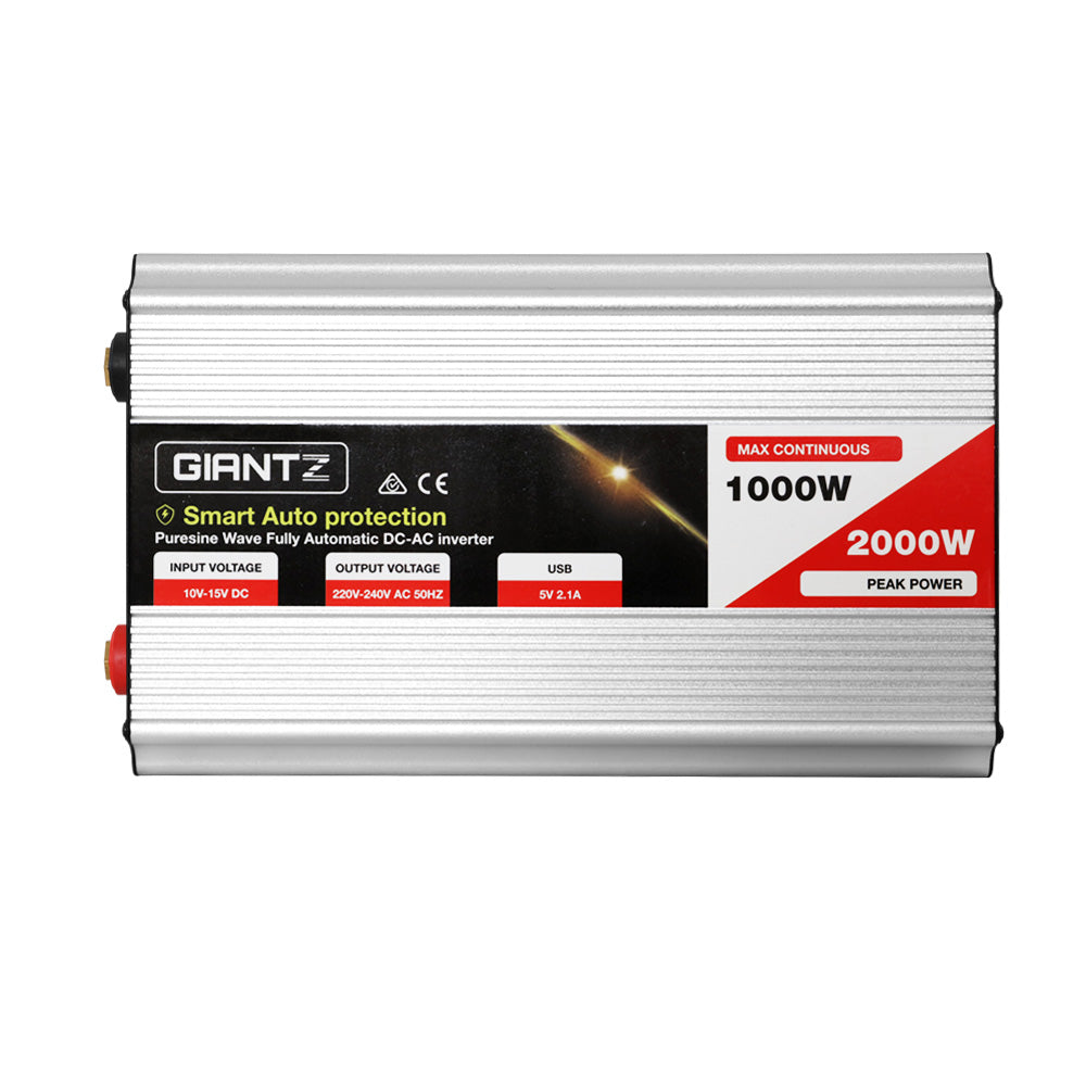 Giantz Power Inverter 1000W or 2000W Pure Sine Wave 12V-240V Camping Boat Caravan INVERT-P-1000W-SL