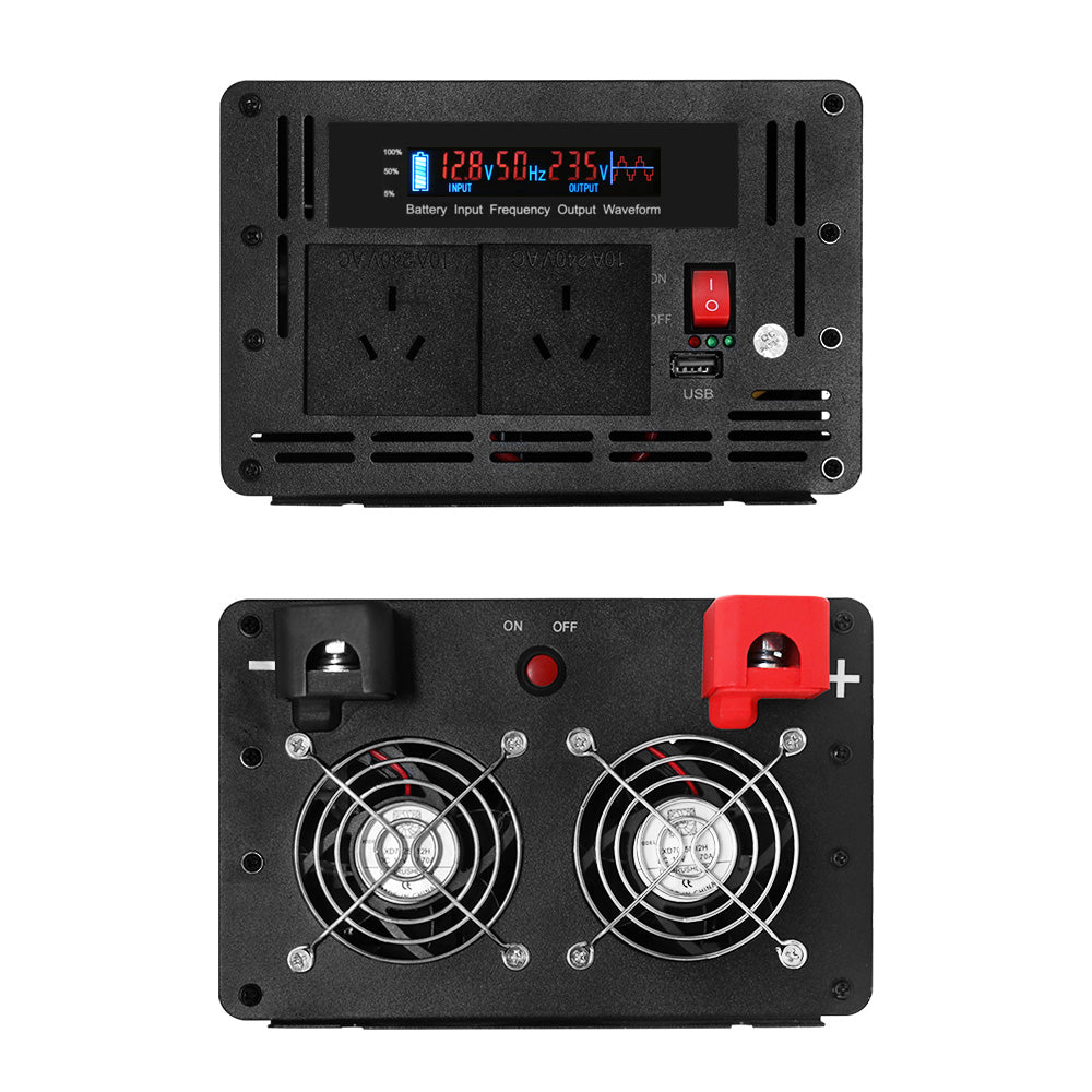 Giantz Power Inverter 12V to 240V 2500W/5000W Pure Sine Wave Camping Car Boat INVERT-P-2500W-SL