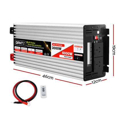 Giantz Power Inverter 3000W or 6000W Pure Sine Wave 12V-240V Camping Boat Caravan INVERT-P-3000W-SL