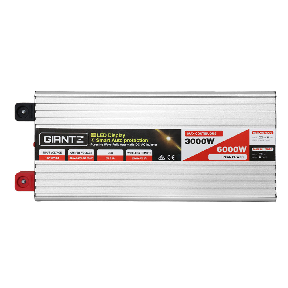 Giantz Power Inverter 3000W or 6000W Pure Sine Wave 12V-240V Camping Boat Caravan INVERT-P-3000W-SL