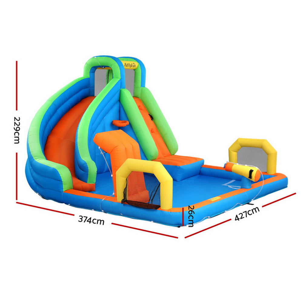 AirMyFun Kids Inflatable Pool Water Slide Cannon Splash Park Castle Outdoor Toys 427X374CM IOT-B-83019A-MC