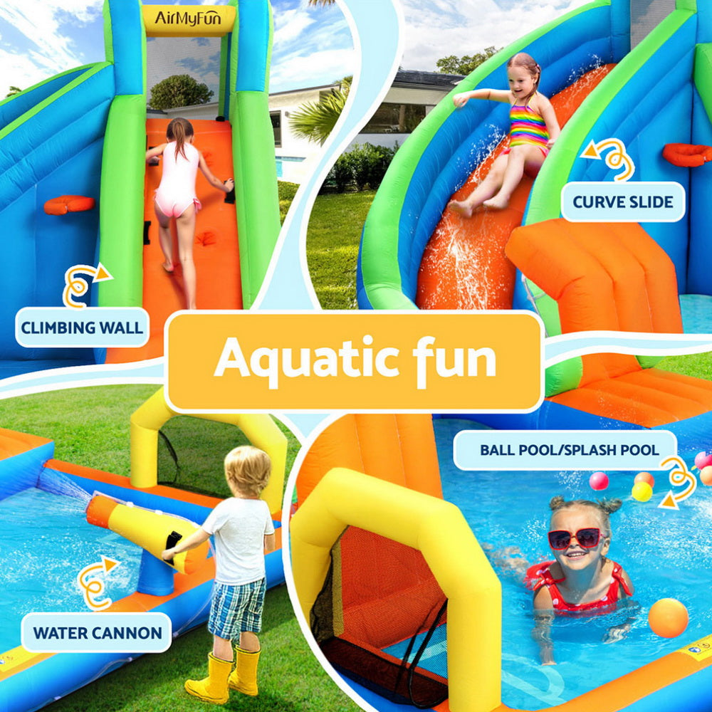 AirMyFun Kids Inflatable Pool Water Slide Cannon Splash Park Castle Outdoor Toys 427X374CM IOT-B-83019A-MC