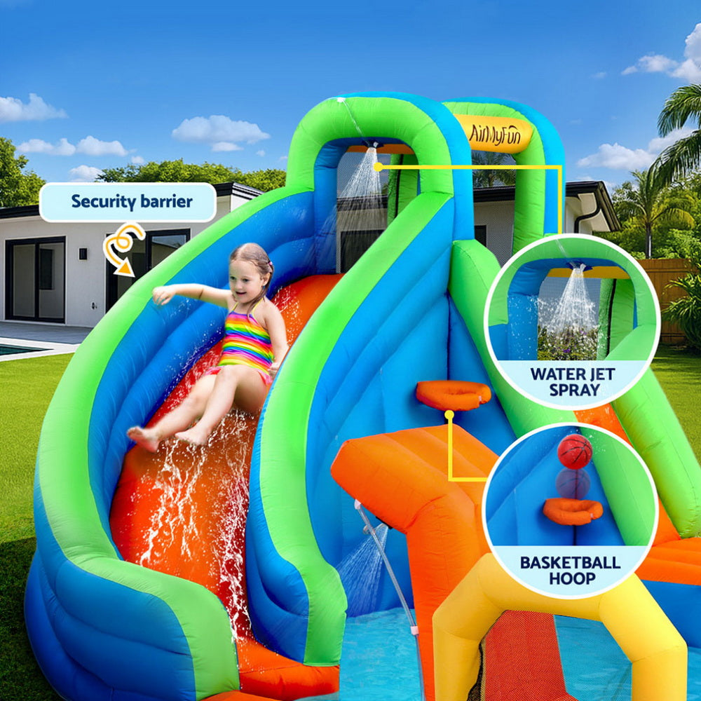 AirMyFun Kids Inflatable Pool Water Slide Cannon Splash Park Castle Outdoor Toys 427X374CM IOT-B-83019A-MC