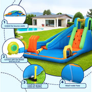 AirMyFun Kids Inflatable Pool Water Slide Cannon Splash Park Castle Outdoor Toys 427X374CM IOT-B-83019A-MC