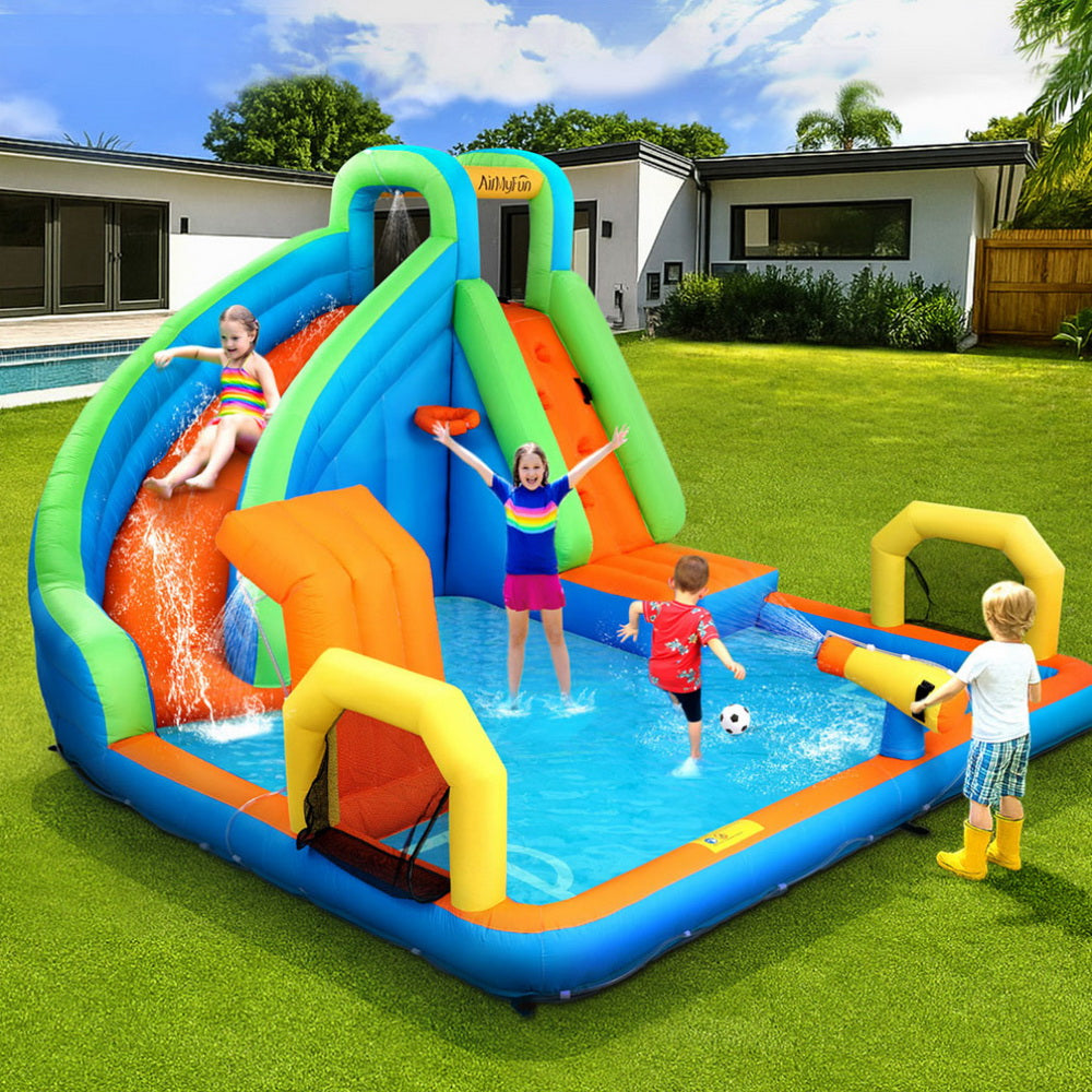 AirMyFun Kids Inflatable Pool Water Slide Cannon Splash Park Castle Outdoor Toys 427X374CM IOT-B-83019A-MC