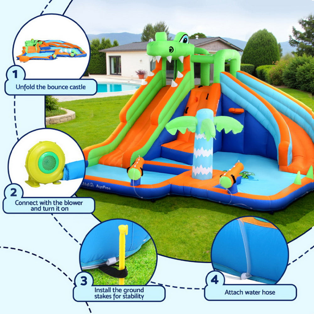 AirMyFun Kids Inflatable Pool Water Double Slide Park Jumping Castle 465X430CM IOT-B-83069-MC
