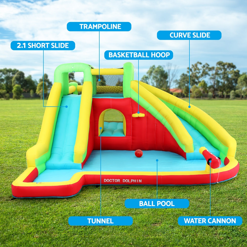 Doctor Dolphin Kids Inflatable Pool Water Slide Park Jumping Castle 575X445CM IOT-B-DD-73018-MC
