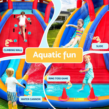Kids Inflatable Pool Water Slide Cannon Splash Park Toss Game 408X386CM IOT-B-DD-73040-MC