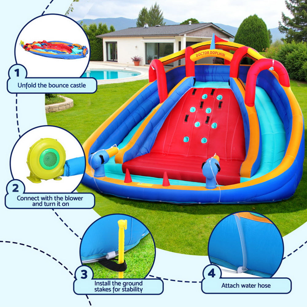 Kids Inflatable Pool Water Slide Cannon Splash Park Toss Game 408X386CM IOT-B-DD-73040-MC