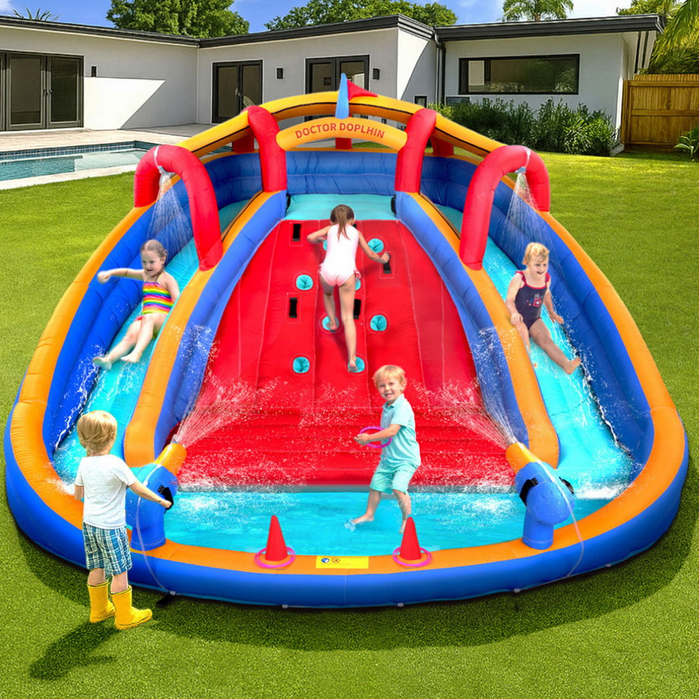 Kids Inflatable Pool Water Slide Cannon Splash Park Toss Game 408X386CM IOT-B-DD-73040-MC