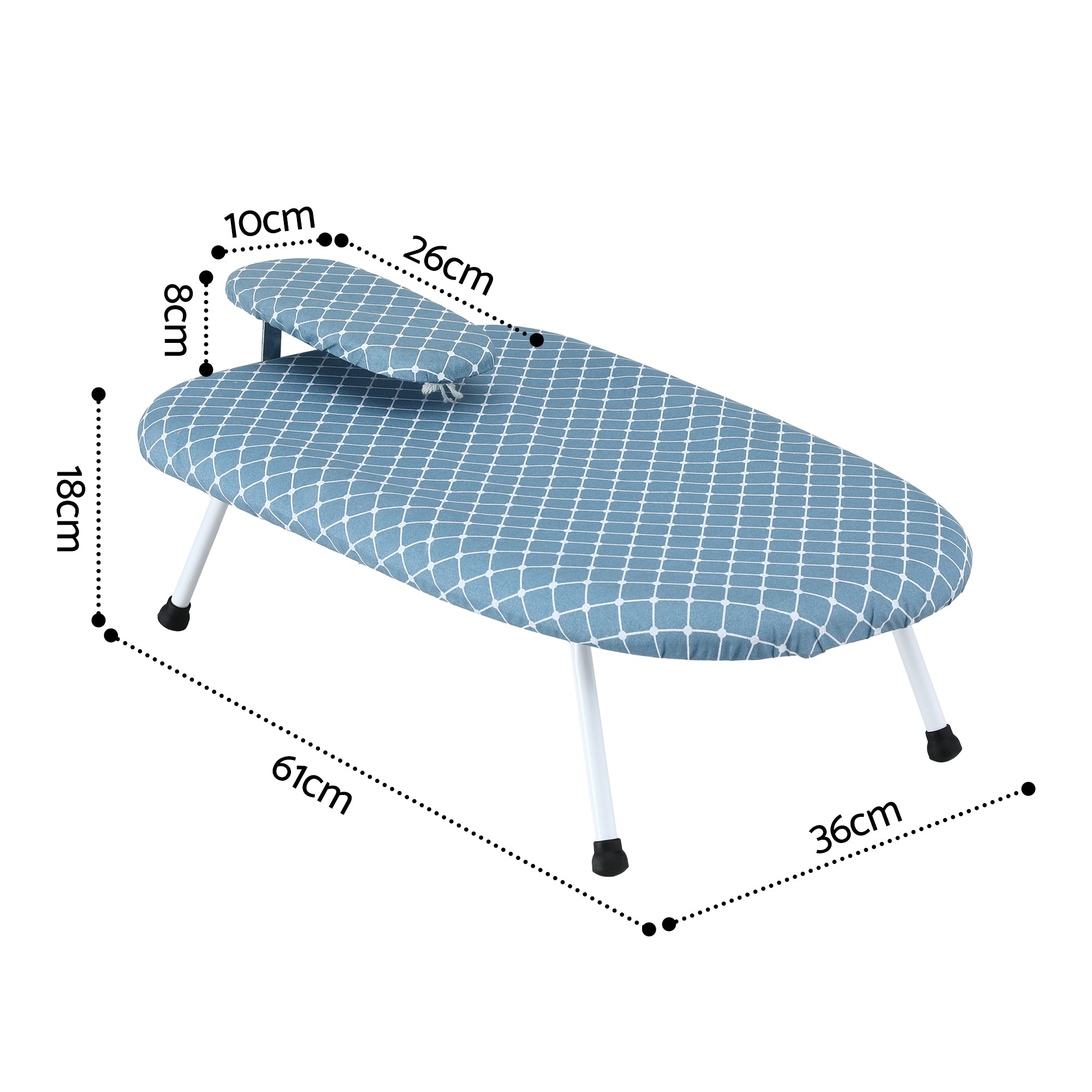 Artiss Tabletop Ironing Board with Small Ironing Boards with Folding Legs Blue IRB-STAND-61-WHBU