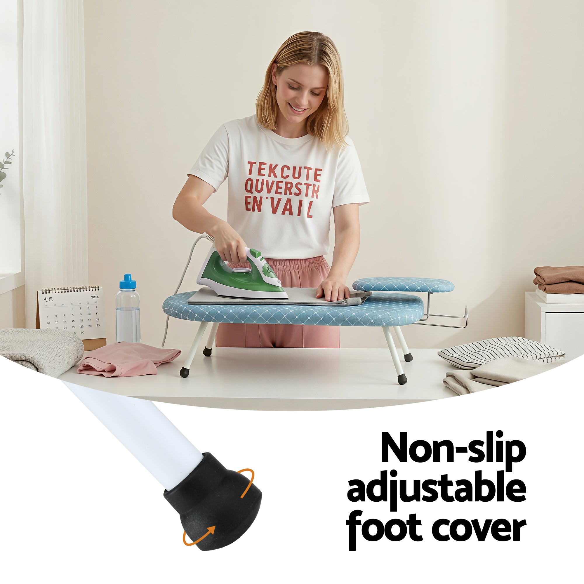 Artiss Tabletop Ironing Board with Small Ironing Boards with Folding Legs Blue IRB-STAND-61-WHBU