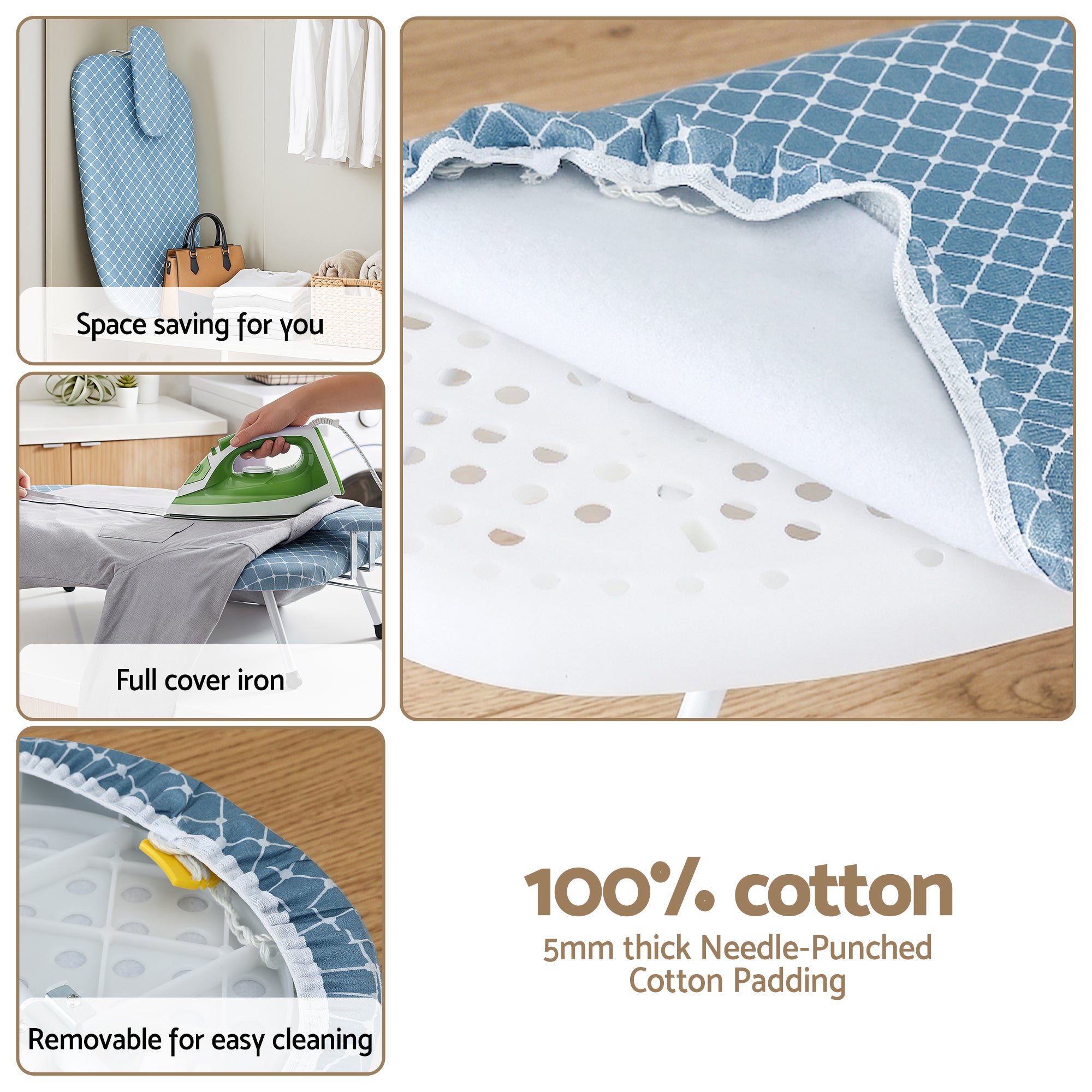 Artiss Tabletop Ironing Board with Small Ironing Boards with Folding Legs Blue IRB-STAND-61-WHBU