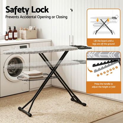 Artiss Foldable Ironing Board with Iron Rest Ironing Board for Laundry Room Arrow IRB-STAND-ARROW-N110-GY