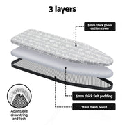 Artiss Foldable Ironing Board with Iron Rest Ironing Board for Laundry Room Arrow IRB-STAND-ARROW-N110-GY