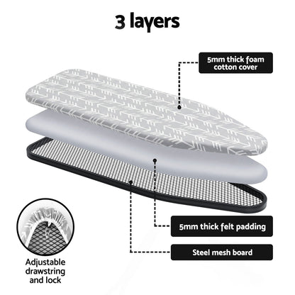 Artiss Foldable Ironing Board with Iron Rest Ironing Board for Laundry Room Arrow IRB-STAND-ARROW-N110-GY