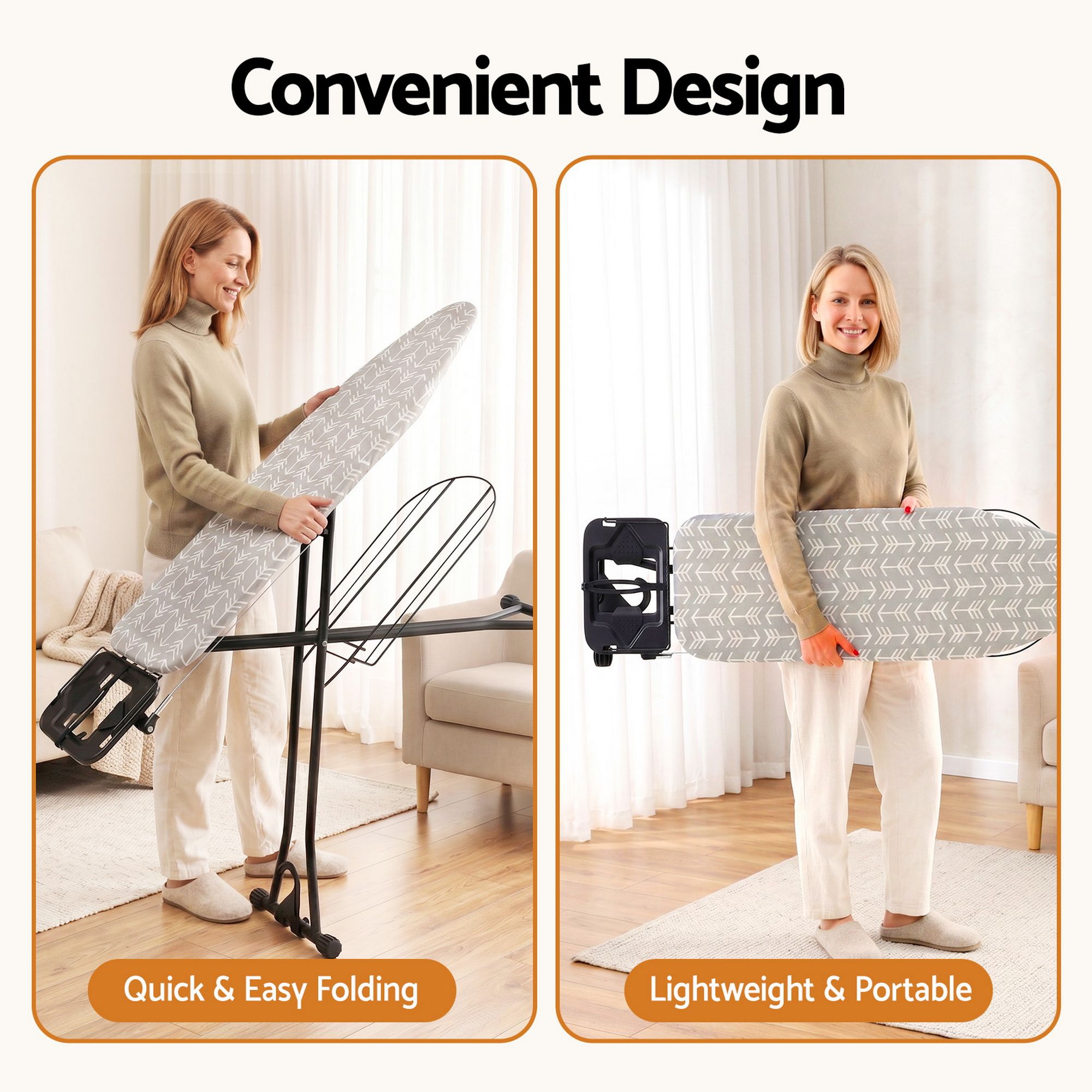 Artiss Foldable Ironing Board with Iron Rest Ironing Board for Laundry Room Arrow IRB-STAND-ARROW-N110-GY