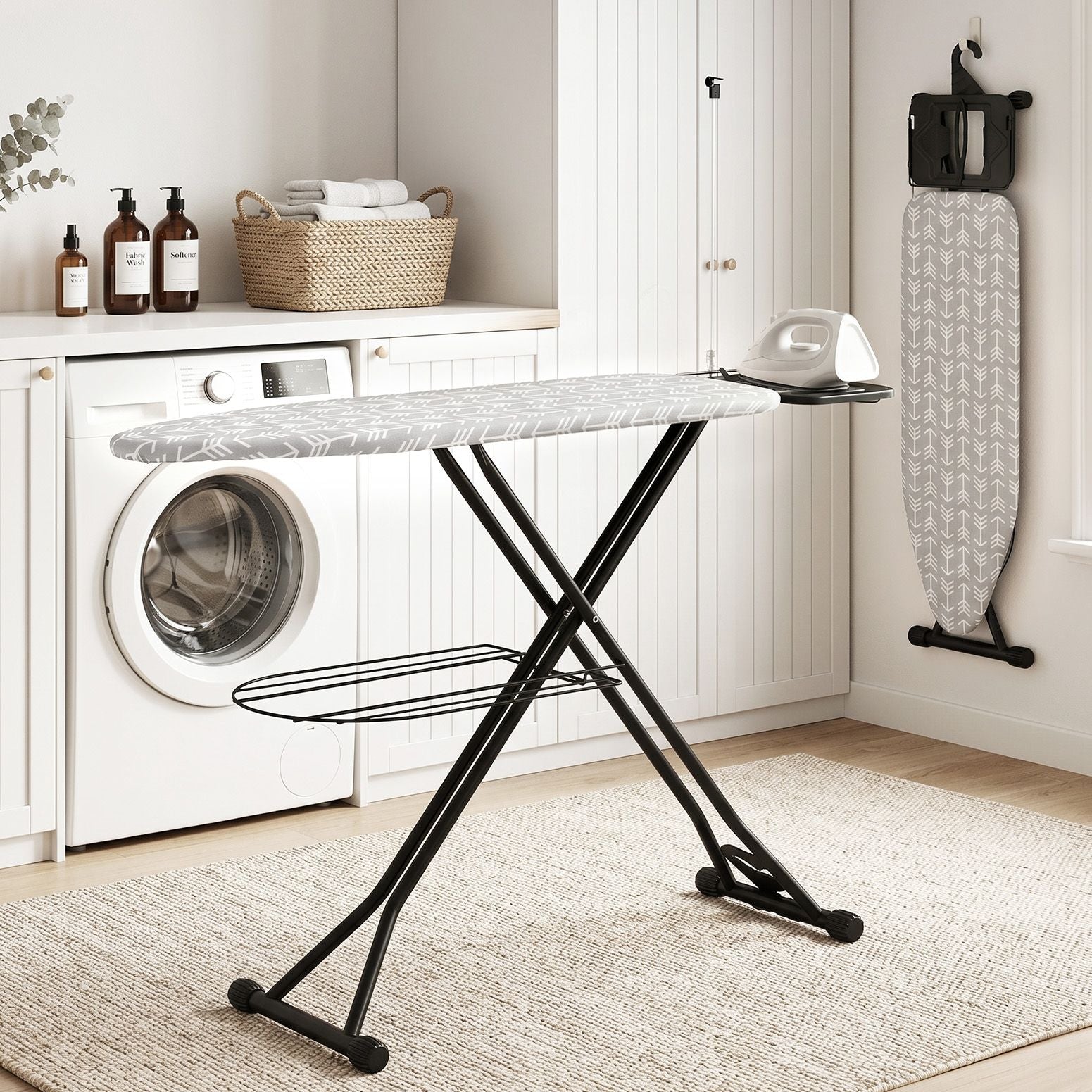 Artiss Foldable Ironing Board with Iron Rest Ironing Board for Laundry Room Arrow IRB-STAND-ARROW-N110-GY