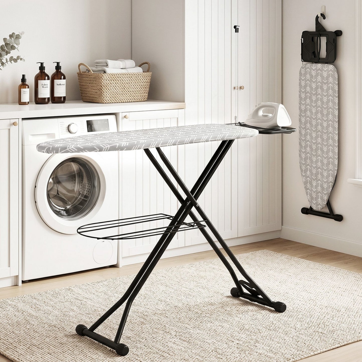 Artiss Foldable Ironing Board with Iron Rest Ironing Board for Laundry Room Arrow IRB-STAND-ARROW-N110-GY
