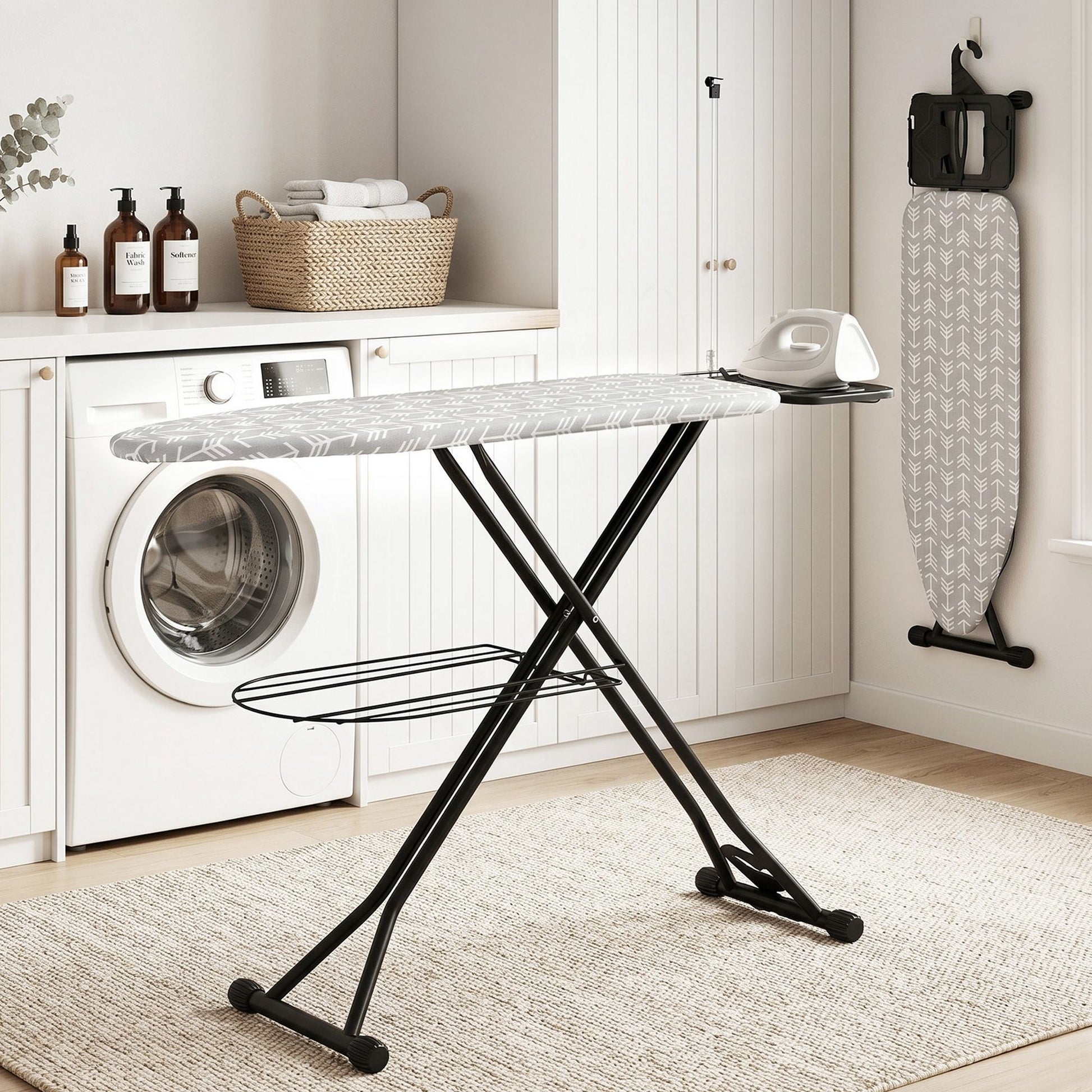 Artiss Foldable Ironing Board with Iron Rest Ironing Board for Laundry Room Arrow IRB-STAND-ARROW-N110-GY