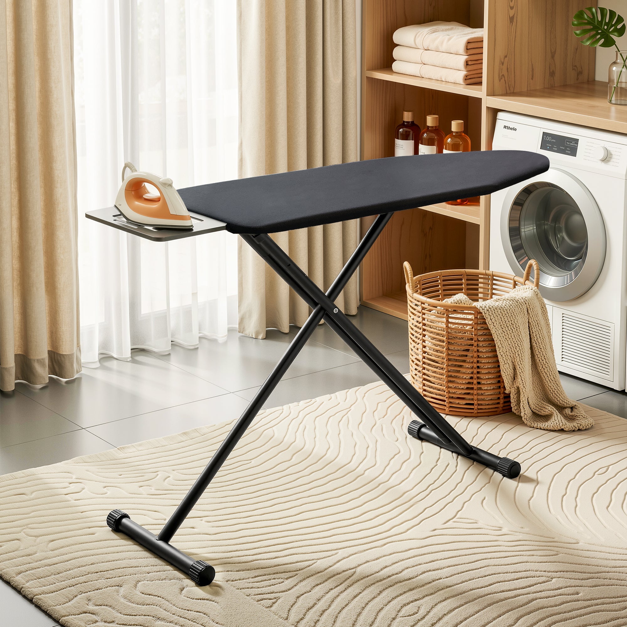 Artiss Ironing Board with Iron Rest with 3 Layers Extra Thick Cover Easy Storage IRB-STAND-REP100-BK