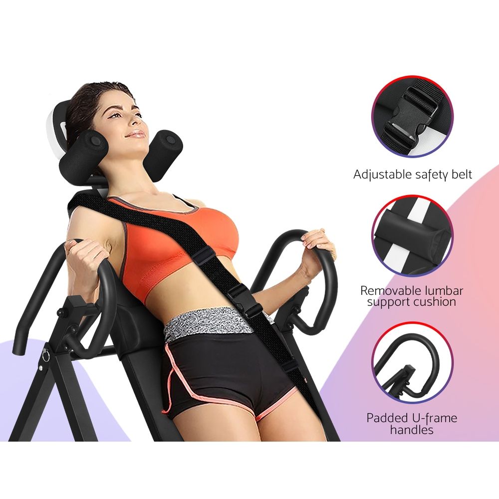 Everfit Inversion Table Gravity Exercise Inverter Back Stretcher Home Gym Grey IVT-6312-GY