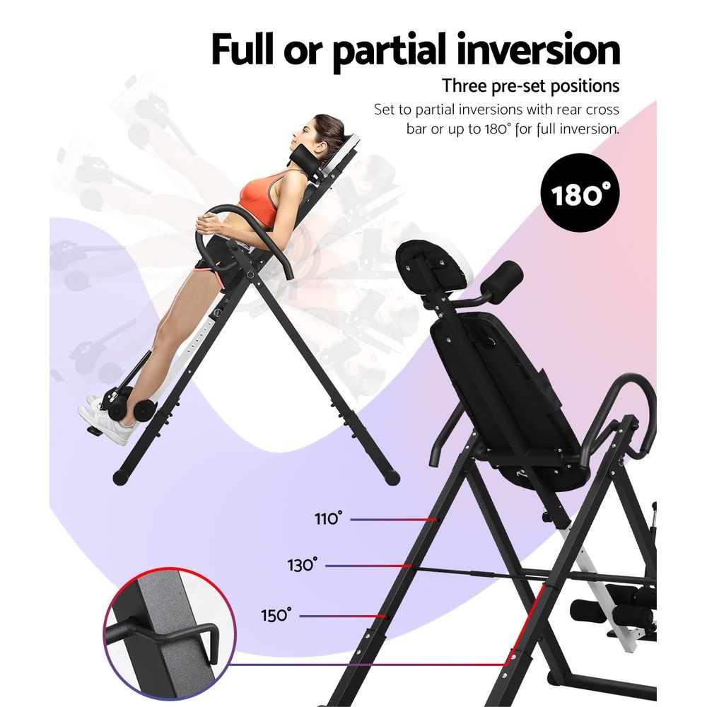 Everfit Inversion Table Gravity Exercise Inverter Back Stretcher Home Gym Grey IVT-6312-GY