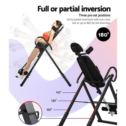 Everfit Inversion Table Gravity Exercise Inverter Back Stretcher Home Gym Grey IVT-6312-GY