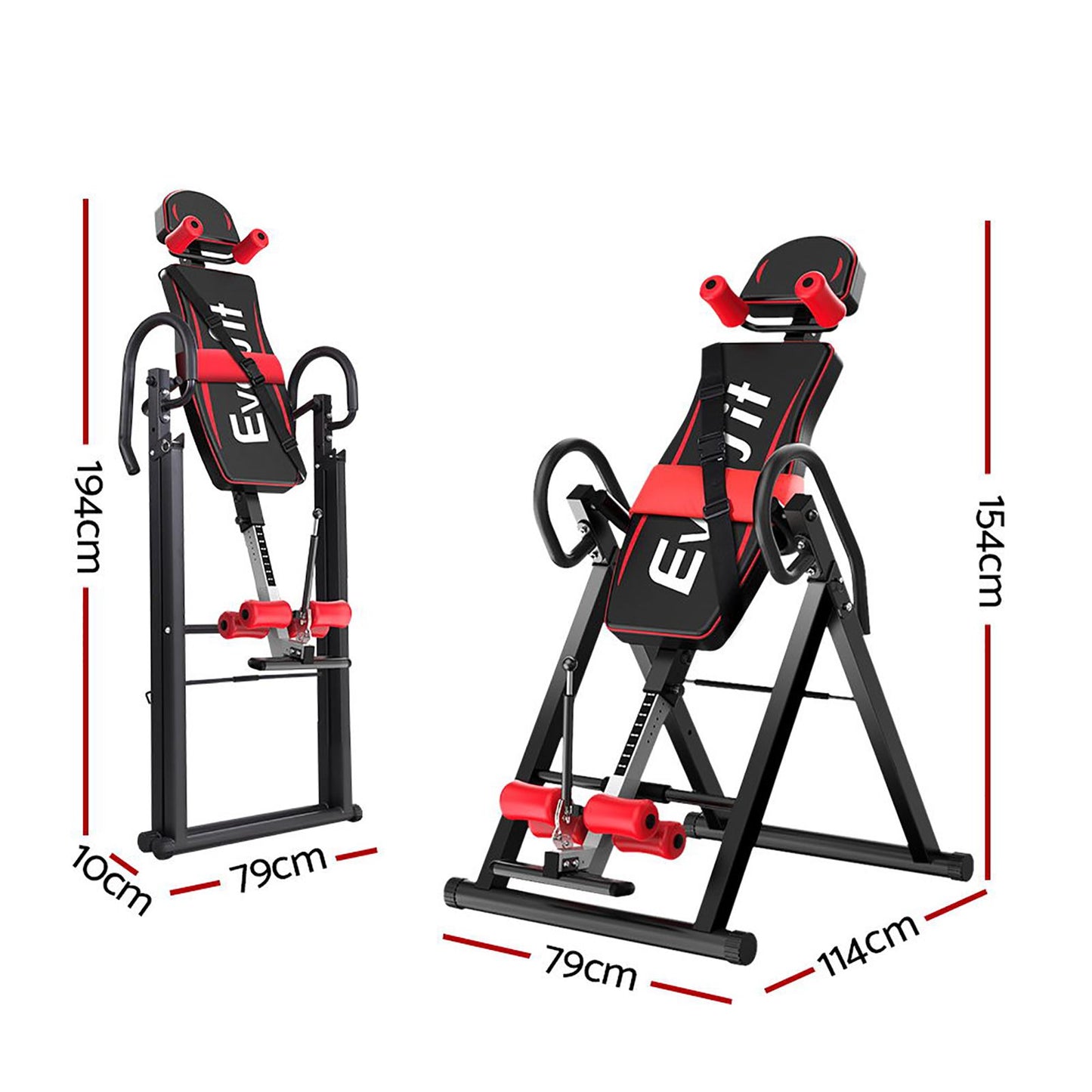 Everfit Inversion Table Gravity Exercise Inverter Back Stretcher Home Gym Black IVT-6315-BK