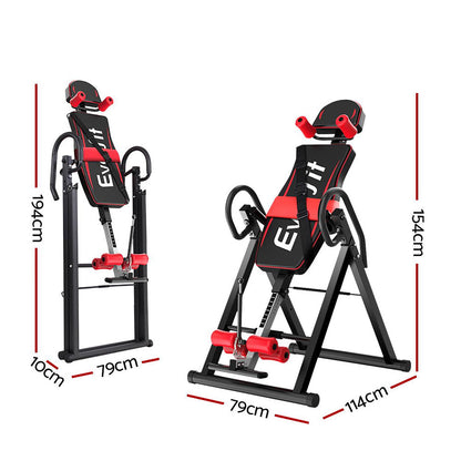Everfit Inversion Table Gravity Exercise Inverter Back Stretcher Home Gym Black IVT-6315-BK