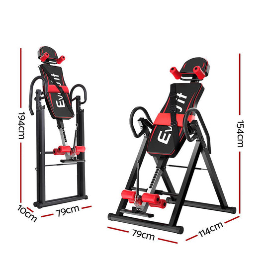 Everfit Inversion Table Gravity Exercise Inverter Back Stretcher Home Gym Black IVT-6315-BK
